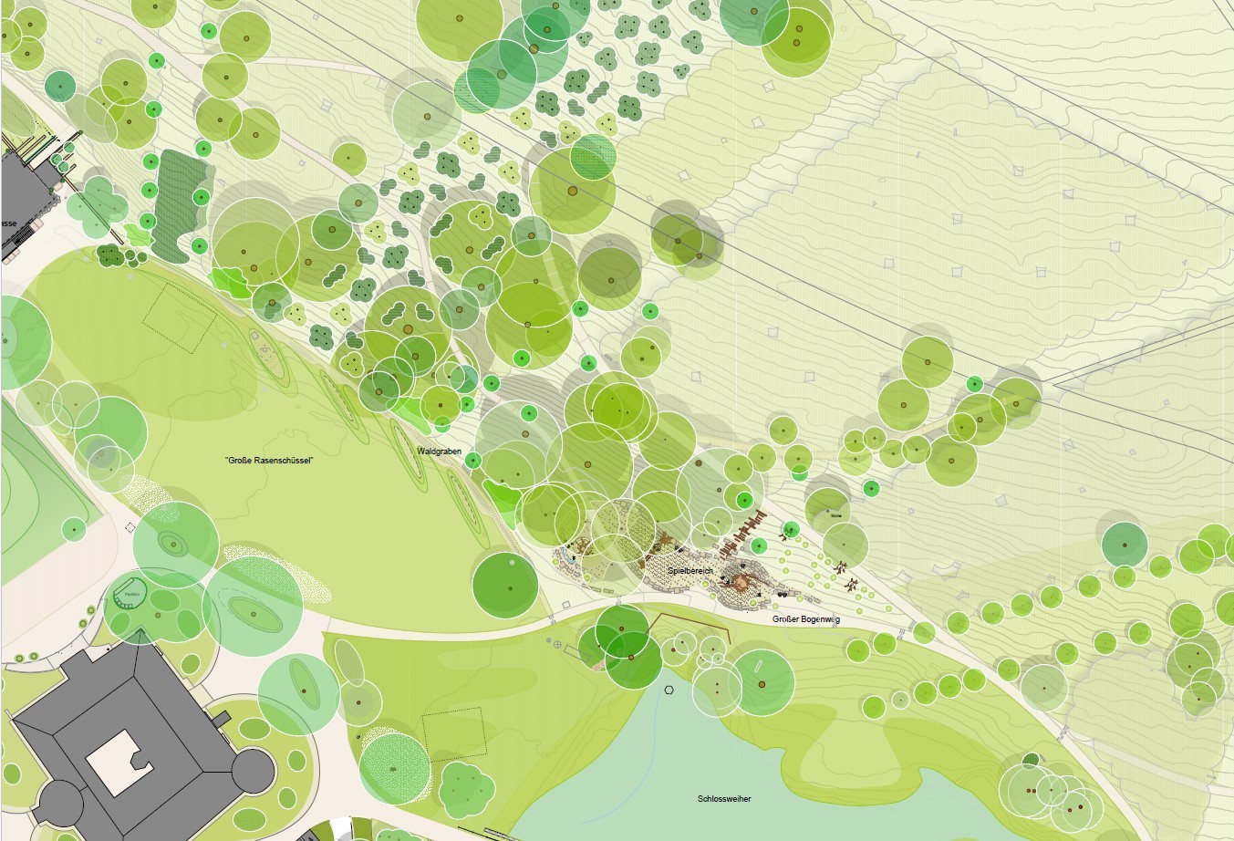 Grundriss des geplanten Spielplatzgeländes im Schlosspark