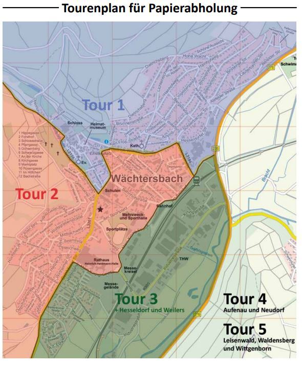 Neue Abfuhrbezirke bei Papier