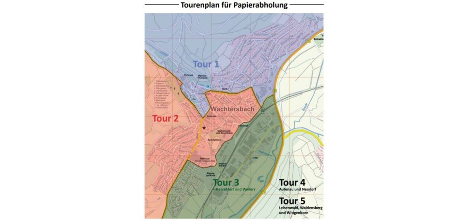 Neue Abfuhrbezirke bei Papier